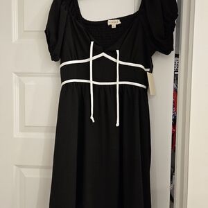 Black Dress with White Accents